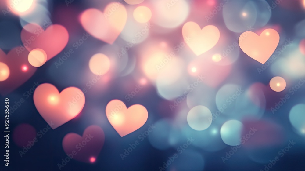 Poster romantic blurred valentine's day background in eps 10 vector format. soft-focus heart shapes and bok