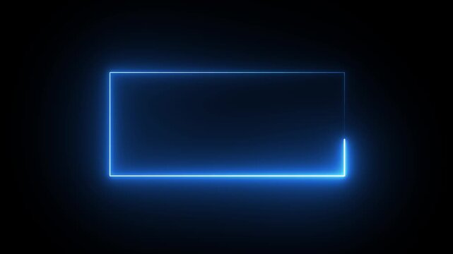 Glowing line frame web neon box pattern. neon pink lights wiggle on black background.
