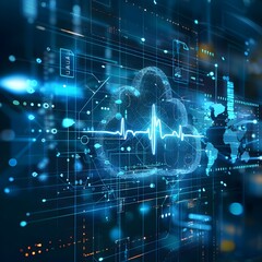 Fototapeta premium Seamless Cloud based Healthcare Technology Powering Efficient and Integrated Medical Care