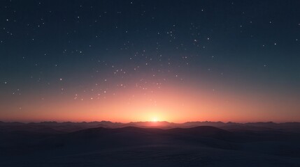 Starry Sunset Over a Mountain Range