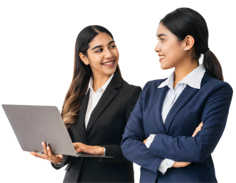 Business people standing and waiting on a white isolated background. Generative AI.