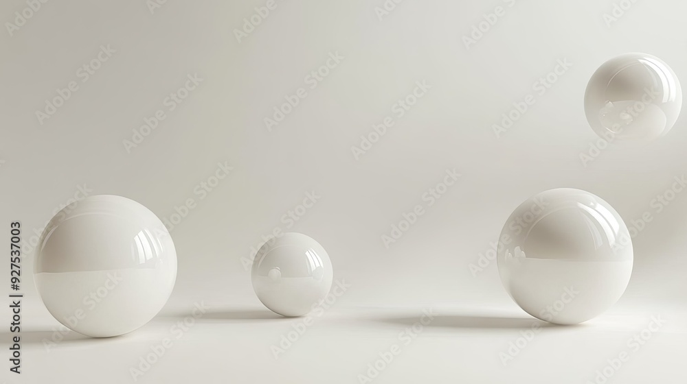 Poster sleek 3d floating spheres with an empty space for product presentations. ideal for modern, minimalis
