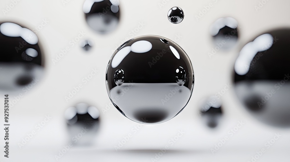 Poster sleek 3d floating spheres with an empty space for product presentations. ideal for modern, minimalis