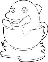 Dolphin Cup Animal Vector Graphic Art Illustration