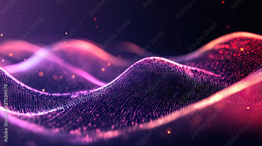 Fototapete stylized sound wave background with dynamic, curved lines and glowing effects. emphasizes motion and