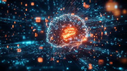Obraz premium The Symbiosis of AI and Human Intelligence: A Glowing Neural Network Vision
