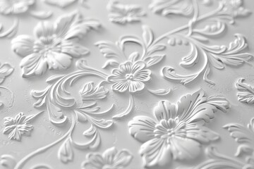 White Floral Embossed Design