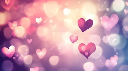 Fototapeta premium Valentine's Day vector design with a blurred background in EPS 10. Features a blend of soft colors and heart-shaped bokeh for a charming and romantic effect.