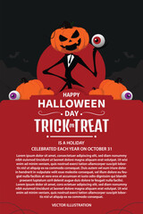 Halloween Night with Jack-o'-Lantern Man. vector design