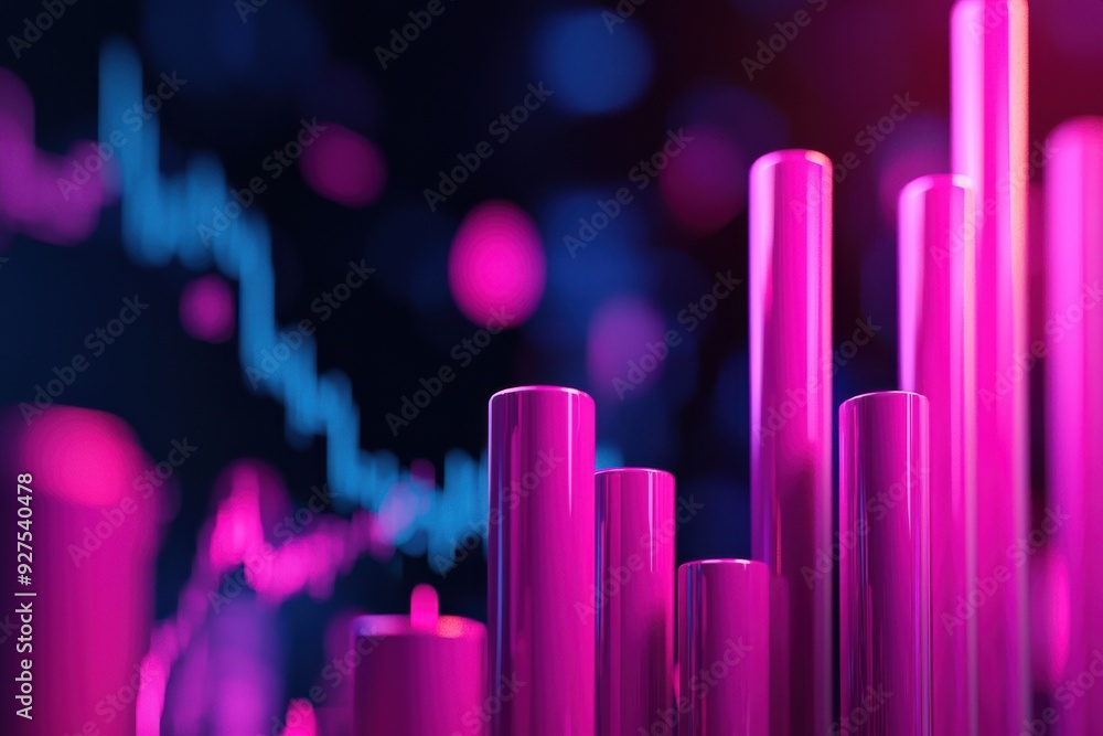 Aufkleber vibrant and dynamic abstract representation of financial data with colorful bar graphs and fluctuati