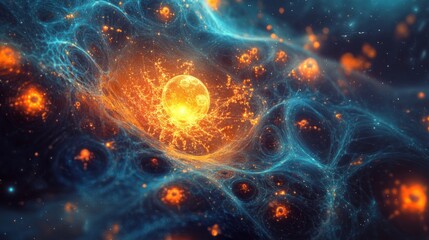 Fototapeta premium Quantum Leap: AI's Fusion with Human Intelligence - An Abstract Representation