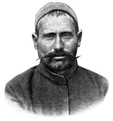 Asian peoples. Portrait of Turk from Karaisali. Publication of the 