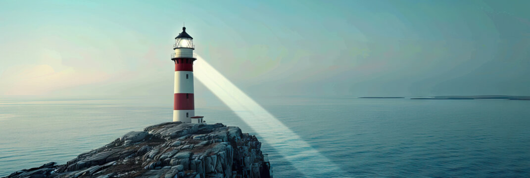 Lonely Lighthouse: A solitary sentinel stands atop a rocky promontory, its beam of light sweeping across the endless expanse of ocean, searching for something that may never come back.