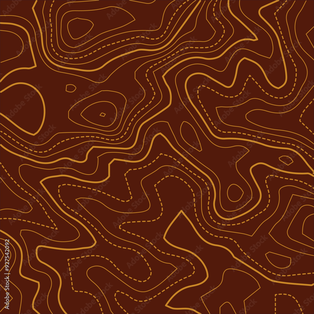 Poster topographic map background. generating a terrain elevation map. grid map. contour map. valleys and m