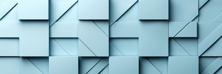 Abstract 3D geometric background with blue panels in a modern and futuristic design, creating a pattern of rectangles and lines.