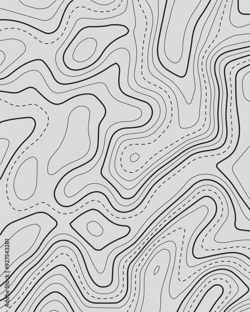Poster topographic map background. generating a terrain elevation map. grid map. contour map. valleys and m
