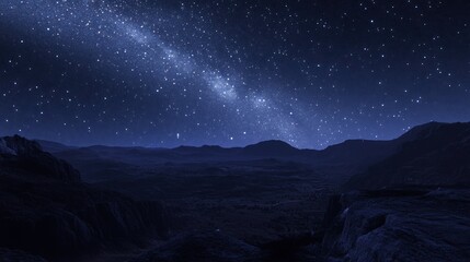 Fototapeta premium Starry Night Over Mountainous Landscape