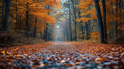 Vibrant Autumn Scene with Fall Foliage -  Stock Photo