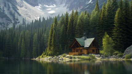 Obraz premium Serene Mountain Retreat: Luxurious Getaway in Nature's Embrace