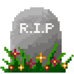 Fototapeta premium Halloween - Grave (3) in 8 bit pixel art 