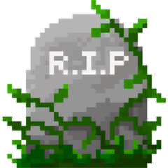 Halloween - Grave (4) in 8 bit pixel art 