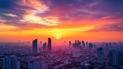 Fototapeta premium Urban Skyline at Sunset