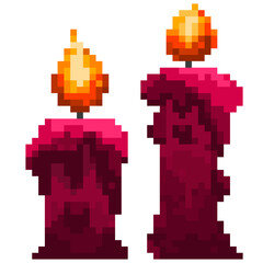 Fototapeta premium Halloween - Candle in 8 bit pixel art 