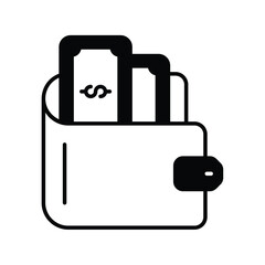 wallet glyph icon with white background vector stock illustration