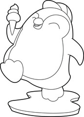 Penguin Waffle ice cream Animal Vector Graphic Art Illustration