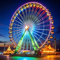 A ferris wheel with the word the word on it