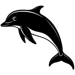 Obraz premium Dolphin black silhouette white background