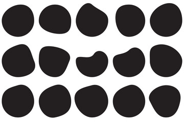 Blob shape organic, vector illustration set. Collection from abstract forms for design and paint. Liquid silhouette drop in modern style. Basic stains isolated elements on white background