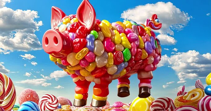 Sweet pig in the candy world.