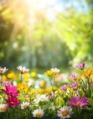 Sunny Meadow with Flowers in Bloom