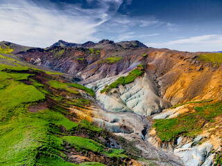 Stunning colors of the remote valley at Reykjanes peninsula