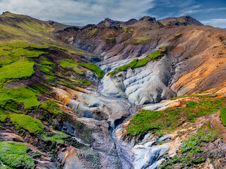 Stunning colors of the remote valley at Reykjanes peninsula
