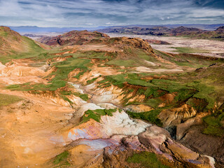 Stunning colors of the remote valley at Reykjanes peninsula