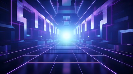 Obraz premium 3d rendering of purple and blue abstract geometric background. Scene for advertising, technology, showcase, banner, game, sport, cosmetic, business, metaverse. Sci-Fi Illustration. Product display