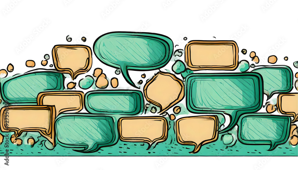 Poster cartoon border decorative border tabloid border dialog on a isolated on white background. generative
