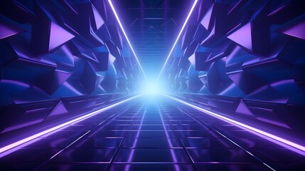 Obraz premium 3d rendering of purple and blue abstract geometric background. Scene for advertising, technology, showcase, banner, game, sport, cosmetic, business, metaverse. Sci-Fi Illustration. Product display