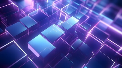 Fototapeta premium 3d rendering of purple and blue abstract geometric background. Scene for advertising, technology, showcase, banner, game, sport, cosmetic, business, metaverse. Sci-Fi Illustration. Product display