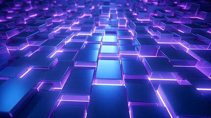 Obraz premium 3d rendering of purple and blue abstract geometric background. Scene for advertising, technology, showcase, banner, game, sport, cosmetic, business, metaverse. Sci-Fi Illustration. Product display