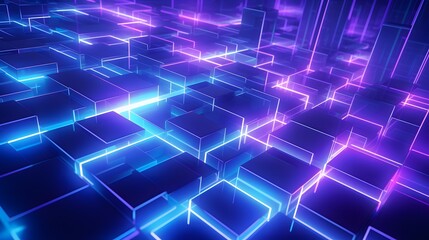 3d rendering of purple and blue abstract geometric background. Scene for advertising, technology, showcase, banner, game, sport, cosmetic, business, metaverse. Sci-Fi Illustration. Product display