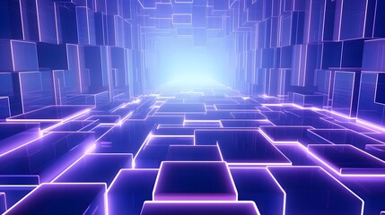 Obraz premium 3d rendering of purple and blue abstract geometric background. Scene for advertising, technology, showcase, banner, game, sport, cosmetic, business, metaverse. Sci-Fi Illustration. Product display