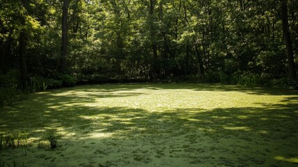 Duckweed-covered swampy pool