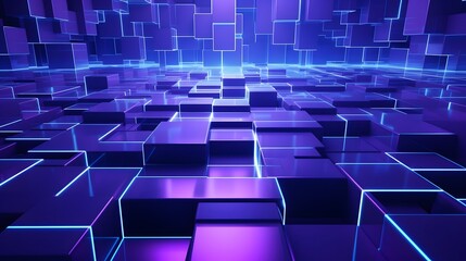 Naklejka premium 3d rendering of purple and blue abstract geometric background. Scene for advertising, technology, showcase, banner, game, sport, cosmetic, business, metaverse. Sci-Fi Illustration. Product display