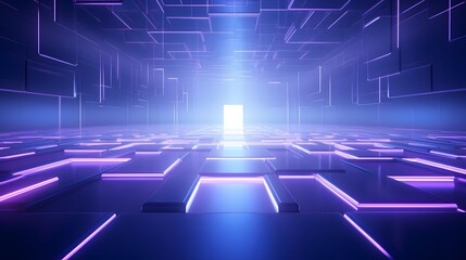 3d rendering of purple and blue abstract geometric background. Scene for advertising, technology, showcase, banner, game, sport, cosmetic, business, metaverse. Sci-Fi Illustration. Product display