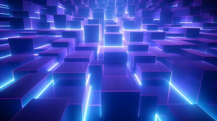 Obraz premium 3d rendering of purple and blue abstract geometric background. Scene for advertising, technology, showcase, banner, game, sport, cosmetic, business, metaverse. Sci-Fi Illustration. Product display
