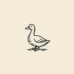 Fototapeta premium A duck drawn with black lines.