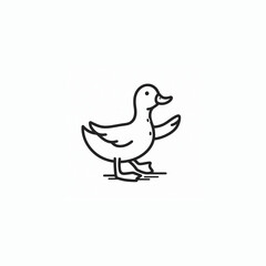 Fototapeta premium A duck drawn with black lines.
